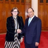 Thủ tướng Nguyễn Xuân Phúc tiếp bà Heidi Hautala, Phó Chủ tịch Nghị viện châu Âu (EP). (Ảnh: Thống Nhất/TTXVN)