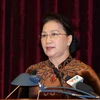 Chủ tịch Quốc hội Nguyễn Thị Kim Ngân phát biểu chỉ đạo hội nghị. (Ảnh: Phương Hoa/TTXVN)