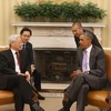 Tổng Bí thư Nguyễn Phú Trọng hội đàm với Tổng thống Hợp chủng quốc Hoa Kỳ Barack Obama trong chuyến thăm chính thức Hoa Kỳ ngày 5 -12/7/2015. (Ảnh: Trí Dũng/TTXVN)