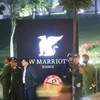 An ninh quanh khu vực khách sạn Marriot JW được đẩy lên mức cao nhất. (Ảnh: Trọng Đạt/TTXVN)