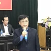 Ông Trịnh Ngọc Thành, Chủ tịch UBND huyện Cẩm Giàng thông tin về dự án xây dựng Nhà máy xử lý rác thải và phát điện. (Ảnh: Mạnh Tú/TTXVN)