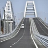 Cây cầu Kerch nối liền Nga với bán đảo Crimea trước lễ khánh thành ngày 15/5. (Ảnh: AFP/TTXVN)