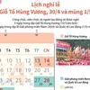 [Infographics] Lịch nghỉ lễ Giỗ Tổ Hùng Vương, 30/4, mùng 1/5