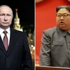 Tổng thống Nga Vladimir Putin và nhà lãnh đạo Triều Tiên Kim Jong-un. (Nguồn: news.sky.com)