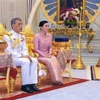 Nhà vua Thái Lan Maha Vajiralongkorn - Rama X và Hoàng hậu tại Bangkok, Thái Lan ngày 1/5. (Ảnh: THX/TTXVN)