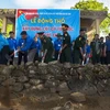 Lễ động thổ xây dựng Cột cờ Tổ quốc đảo Thổ Chu. (Ảnh: Hồng Đạt/TTXVN)