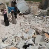 Cảnh đổ nát sau các cuộc không kích tại tỉnh Idlib, Tây Bắc Syria ngày 6/5/2019. (Ảnh: AFP/TTXVN)