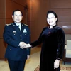 Chủ tịch Quốc hội Nguyễn Thị Kim Ngân tiếp Bộ trưởng Bộ Quốc phòng Trung Quốc Ngụy Phượng Hòa. (Ảnh: Trọng Đức/TTXVN)