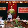 Đồng chí Trần Thanh Mẫn, Bí thư Trung ương Đảng, Chủ tịch Ủy ban TW MTTQ Việt Nam, Trưởng đoàn kiểm tra số 1156 của Ban Bí thư phát biểu. (Ảnh: Cao Nguyên/TTXVN)