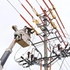 Công ty Điện lực quận Bắc Từ Liêm sử dụng công nghệ sửa chữa điện nóng-hotline. (Ảnh: TTXVN phát)