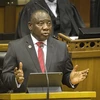 Tổng thống Nam Phi Cyril Ramaphosa phát biểu tại Cape Town. (Ảnh: AFP/TTXVN)