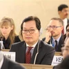 Đại sứ Dương Chí Dũng, Trưởng Phái đoàn thường trực Việt Nam bên cạnh Liên hợp quốc, Tổ chức Thương mại Thế giới và các tổ chức quốc tế khác tại Geneva dẫn đầu đoàn Việt Nam tham Khóa họp thứ 40 Hội đồng Nhân quyền LHQ, ngày 25/2 tại Geneva (Thụy Sĩ). (Ản