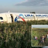 Chiếc A320 của hãng hàng không Ural Airlines phải hạ cánh xuống một cánh đồng (Nguồn: RT)