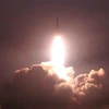 (Ảnh do Hãng thông tấn Trung ương Triều Tiên đăng phát ngày 7/8/2019): Tên lửa chiến thuật kiểu mới được Triều Tiên phóng thử nghiệm. (Ảnh: YONHAP/TTXVN)
