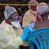 Tiêm phòng vắcxin Ebola cho trẻ nhỏ ở Goma, tỉnh Bắc Kivu, CHDC Congo ngày 1/8/2019. (Ảnh: AFP/TTXVN)