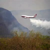 Máy bay tham gia dập lửa cháy rừng gần khu vực Robore, tỉnh Santa Cruz, miền Đông Bolivia ngày 23/8/2019. (Ảnh: AFP/TTXVN)