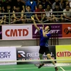 Tay vợt Nguyễn Tiến Minh thi đấu ở trận chung kết nội dung đơn nam. (Ảnh: Thế Duyệt/TTXVN)