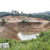 Hồ chứa nước thải của Nhà máy tuyển quặng Graphite Báo Đáp, huyện Trấn Yên (Yên Bái). (Ảnh: Đức Tưởng/TTXVN)