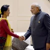Thủ tướng Ấn Độ Narendra Modi gặp Cố vấn nhà nước Myanmar Aung San Suu Kyi. (Nguồn: indiatoday.in)