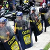 Cảnh sát Philippines tham gia một cuộc diễn tập tại thành phố Quezon ngày 15/7/2019. (Ảnh: THX/ TTXVN)