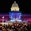 Tòa nhà Capitolio – trụ sở Quốc hội Cuba và công trình kiến trục đồ sộ nhất La Habana - trở nên lung linh trong Đại nhạc hội. (Ảnh: Lê Hà/TTXVN)