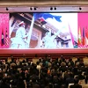 Trình chiếu video giới thiệu về Việt Nam tại lễ bàn giao chức Chủ tịch ASEAN năm 2020 cho Việt Nam. (Ảnh: Thống Nhất/TTXVN)