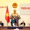 Chủ tịch Quốc hội Nguyễn Thị Kim Ngân chủ trì Phiên họp. (Ảnh: Trọng Đức/TTXVN)