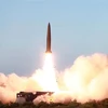 Một vụ thử tên lửa tầm ngắn dẫn đường chiến lược kiểu mới tại địa điểm không xác định ở Triều Tiên ngày 25/7/2019. (Ảnh: AFP/TTXVN)