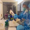 Nhân viên y tế tại Bệnh viên Đa khoa tỉnh Phú Yên xét nghiệm các mẫu bệnh phẩm. (Ảnh: Lâm Triệu/TTXVN)
