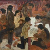 Tác phẩm Dân quân gái Ngư Thủy trưng bày tại triển lãm (Nguồn: vnfam.vn)