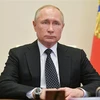 Tổng thống Nga Vladimir Putin trong cuộc họp trực tuyến với Hội đồng An ninh về lễ kỷ niệm 75 năm Ngày Chiến thắng phátxít, chấm dứt Thế chiến II ở ngoại ô Moskva, ngày 16/4/2020. (Ảnh: THX/TTXVN)
