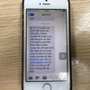 Ảnh chụp tin nhắn cảnh báo của Bộ Thông tin và Truyền thông gửi đến các thuê bao điện thoại