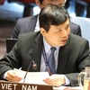 Đại sứ Việt Nam tại LHQ Đặng Đình Quý phát biểu tại phiên thảo luận. (Ảnh: Khắc Hiếu/TTXVN)