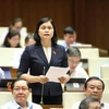 Đại biểu Quốc hội tỉnh Tuyên Quang Ma Thị Thuý phát biểu ý kiến. (Ảnh: Doãn Tấn/TTXVN)