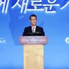 Chủ tịch kiêm Giám đốc điều hành hãng thông tấn Yonhap Cho Sung-boo phát biểu tại diễn đàn về hòa bình trên Bán đảo Triều Tiên ở thủ đô Seoul, Hàn Quốc ngày 30/6/2020. (Ảnh: Yonhap/TTXVN)