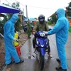Chốt kiểm dịch do UBND huyện Sa Thầy (Kon Tum) tổ chức tại khu vực làng O, làng Trang, xã Ya Xiêr để ngăn chặn dịch bạch hầu lan rộng. (Ảnh: Dư Toán/TTXVN)