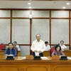 Ủy viên Bộ Chính trị, Thủ tướng Chính phủ Nguyễn Xuân Phú phát biểu tại cuộc làm việc với Ban Thường vụ Tỉnh uỷ Sơn La. (Ảnh: Thống Nhất/TTXVN)