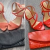Hình ảnh trước và sau khi sơn lại giày và túi. (Nguồn: Metro)