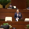 Bộ trưởng Bộ Lao động-Thương binh và Xã hội Đào Ngọc Dung phát biểu, làm rõ một số vấn đề đại biểu Quốc hội nêu. (Ảnh: Dương Giang/TTXVN)