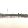 Cầu phao dân sinh nối từ xã Xuân Thủy qua xã Mỹ Thủy (huyện Lệ Thủy, tỉnh Quảng Bình) đã bị mưa lũ cuốn trôi. (Ảnh: Võ Dung/TTXVN)