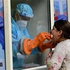 Nhân viên y tế lấy mẫu dịch xét nghiệm COVID-19 cho người dân tại New Delhi, Ấn Độ, ngày 6/11/2020. (Ảnh: THX/TTXVN)