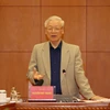 Tổng Bí thư, Chủ tịch nước Nguyễn Phú Trọng phát biểu kết luận cuộc họp. (Ảnh: Trí Dũng/TTXVN)