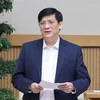 Bộ trưởng Bộ Y tế Nguyễn Thanh Long phát biểu tại cuộc họp. (Ảnh: Thống Nhất/TTXVN)