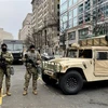 Lực lượng Vệ binh quốc gia Mỹ tuần tra tại Washington, DC ngày 15/1/2021. (Ảnh: AFP/TTXVN)