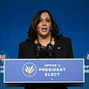 Phó Tổng thống Mỹ đắc cử Kamala Harris phát biểu tại một sự kiện ở Wilmington, Delaware ngày 7/1/2021. (Ảnh: AFP/TTXVN)