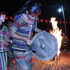 Màn biểu diễn cồng chiêng trong lễ hội mừng lúa mới của bà con dân tộc S'tiêng ở Thiên Cư, xã Thiện Hưng, huyện biên giới Bù Đốp (Bình Phước). (Ảnh: K GỬIH/TTXVN)