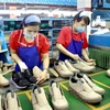 Công ty giầy Phúc Yên (Vĩnh Phúc) phấn đấu năm 2021 sản xuất 1.2 triệu đôi giày phục vụ thị trường trong nước và xuất khẩu. (Ảnh: TTXVN)