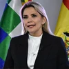 Bà Jeanine Anez, lúc còn là Tổng thống lâm thời Bolivia, phát biểu trong một sự kiện ở La Paz ngày 17/3/2020. (Ảnh: AFP/TTXVN)