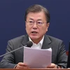 Tổng thống Hàn Quốc Moon Jae-in phát biểu tại cuộc họp với các thư ký cấp cao ở Seoul, ngày 15/3/2021. (Ảnh: Yonhap/TTXVN)