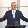 Thủ tướng Australia Scott Morrison phát biểu trong cuộc họp báo tại Canberra. (Ảnh: AFP/ TTXVN)